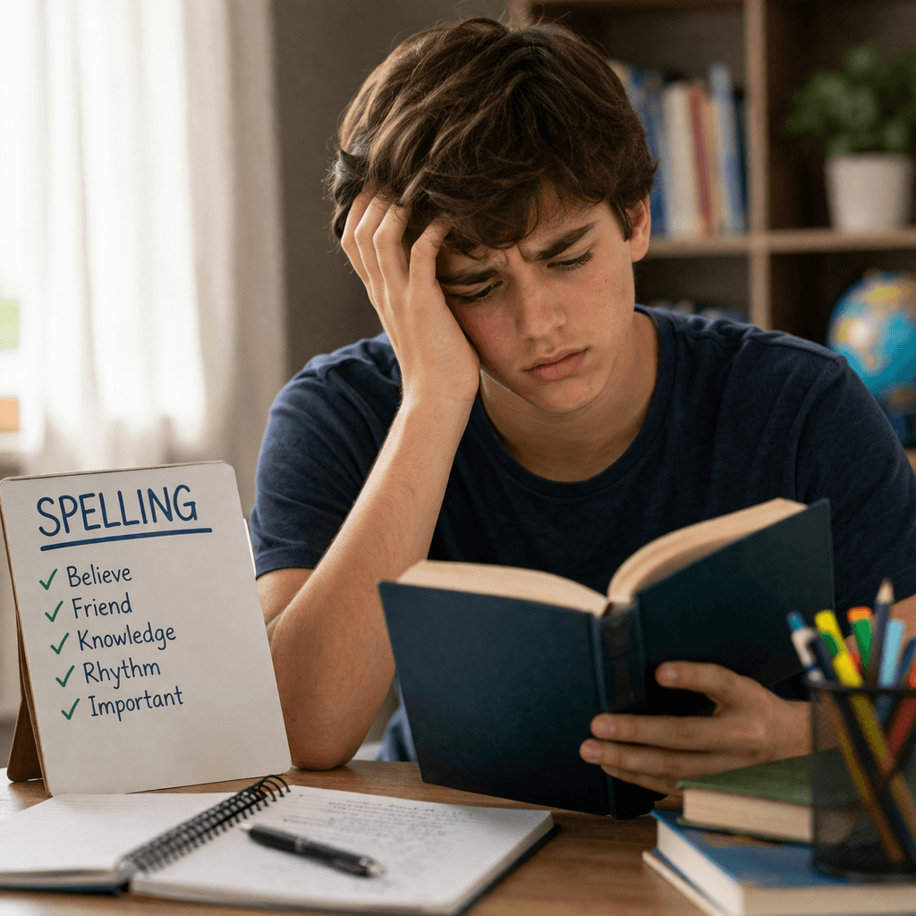 teenager good at spelling but struggling to read a book