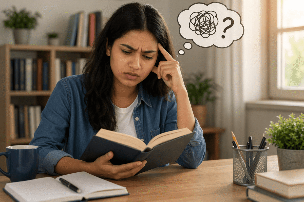 person reading words correctly but struggling to understand meaning