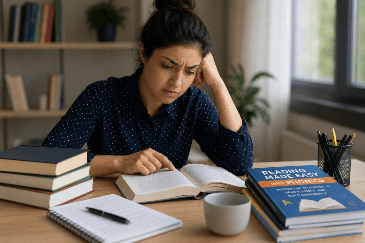 Adult learner reading every day but struggling to improve reading skills